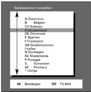 GRUNDIG Denver SE 8227-8 PIP - Gerätestandort (Land) einstellen - 2