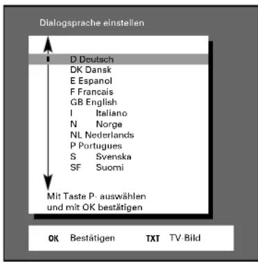 GRUNDIG Atlanta SE 7220 IDTV LOG - Dialogsprache einstellen - 3