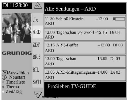 GRUNDIG Arganto 82 Flat MFW 82-530-9 DPL - Die Fernsehsendungen eines Programmanbieters anwählen - 1