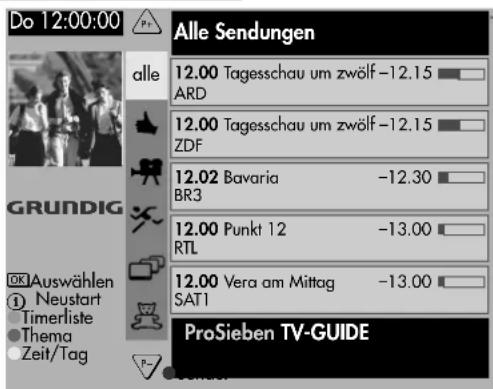 GRUNDIG Arganto 82 Flat MFW 82-530-9 DPL - Die Fernsehsendungen nach Themen sortieren - 1