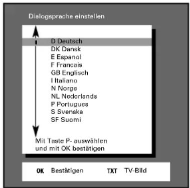 GRUNDIG ST 70 255 IDTV LOG - Dialogsprache einstellen - 2
