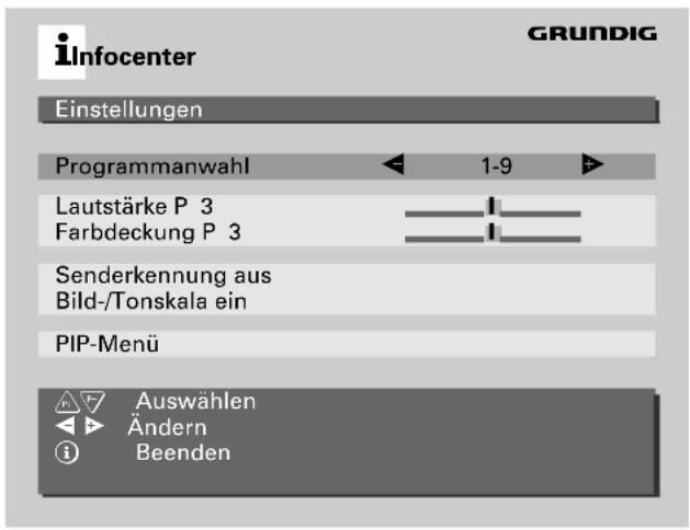 GRUNDIG ST 70 160 IDTV - Menü »Einstellungen« aufrufen - 1
