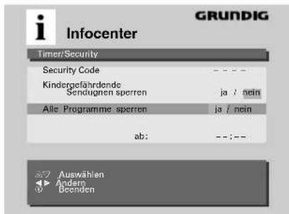 GRUNDIG ST 70 160 IDTV - Alle Programme sperren \* - 2