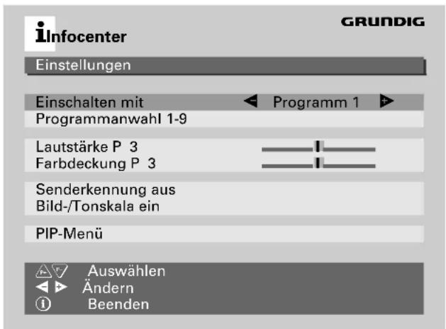 GRUNDIG ST 70 150 IDTV - Menü »Einstellungen« aufrufen - 1