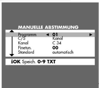 GRUNDIG Xentia 55 M F55 5101 NIC DOLB - Fernseh-Programme einstellen – durch manuelle Eingabe - 1