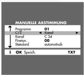 GRUNDIG Xentia 55 M F55 5101 NIC DOLB - Fernseh-Programme einstellen – durch manuelle Eingabe - 2
