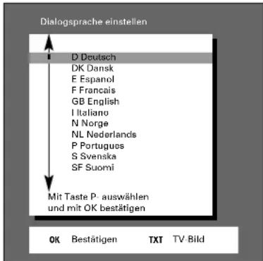 GRUNDIG ST 72 261 IDTV LOG - Dialogsprache einstellen - 1