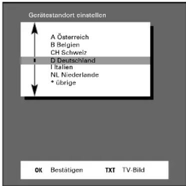 GRUNDIG ST 72 261 IDTV LOG - Gerätestandort (Land) einstellen - 1
