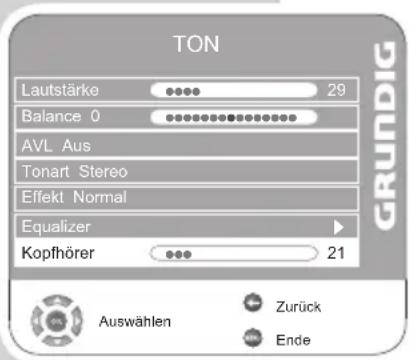 GRUNDIG Vision 2 22-2940 T DVD - Ton-Einstellungen für den Kopfhörer wählen - 1