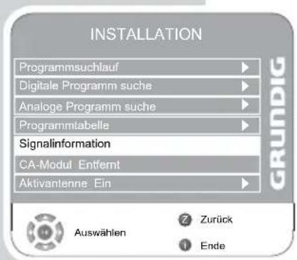 GRUNDIG Vision 6 37 6951 T - Signalinformationen anzeigen - 1