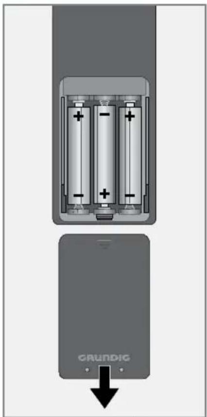 GRUNDIG Vision 6 37 6951 T - Batterien in die Fernbedienung einlegen - 1