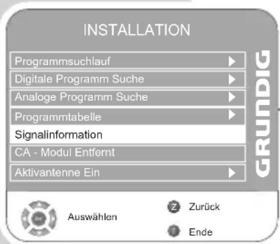 GRUNDIG Vision 6 37 6950 T - Signalinformationen einblenden - 1