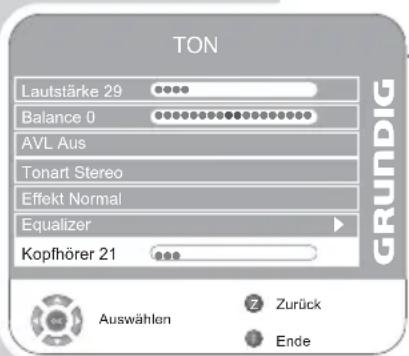 GRUNDIG Vision 6 26 6932 T ECO - Ton-Einstellungen für den Kopfhörer wählen - 1