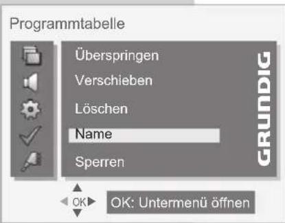 GRUNDIG Vision 4 37 5960 - Programmnamen eingeben (max. 5 Stellen) - 1