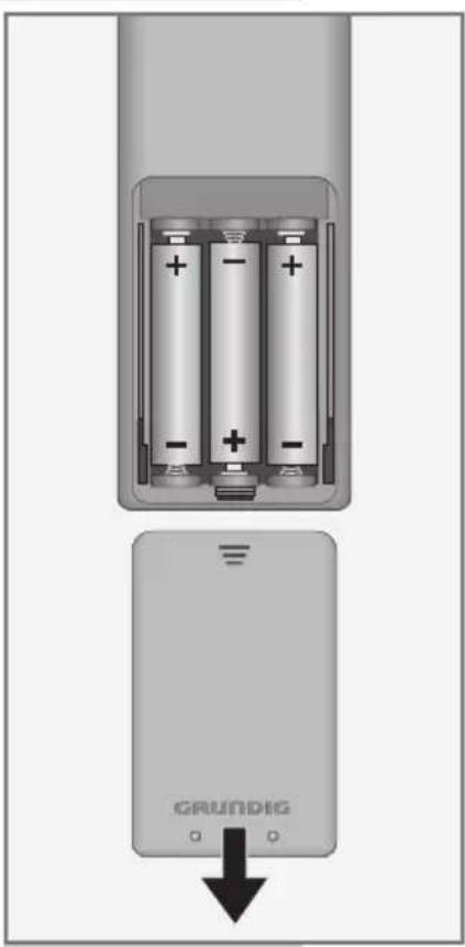GRUNDIG Vision 4 37 5960 - Batterien in die Fernbedienung einlegen - 1