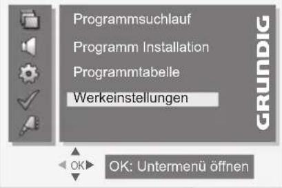 GRUNDIG Vision 4 37 5960 - Fernsehgerät in den Auslieferzustand schalten - 1