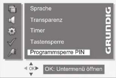 GRUNDIG Vision 4 37 5960 - Passwort (PIN) für die Programmsperre ändern - 1