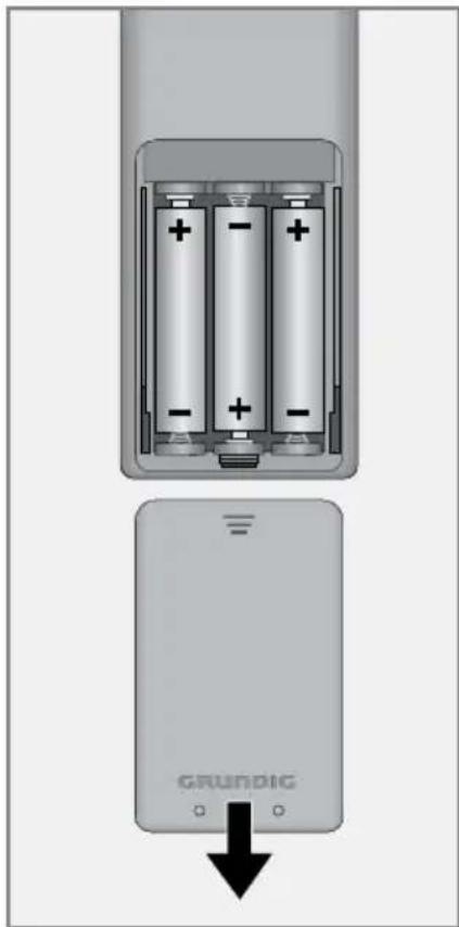 GRUNDIG Vision 4 32 4931 T - Batterien in die Fernbedienung einlegen - 1