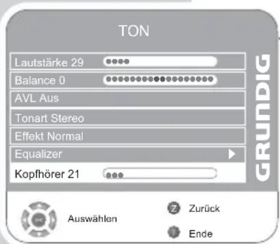 GRUNDIG Vision 4 26 4831 T - Ton-Einstellungen für den Kopfhörer wählen - 1