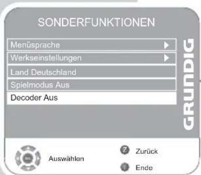 GRUNDIG Vision 4 26 4831 T - Programmplatz für einen Decoder aktivieren - 1