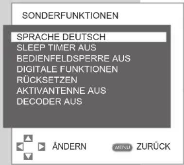 GRUNDIG Vision 2 22 2830 T - Komfort-Funktionen im Menü »Sonderfunktionen« - 1