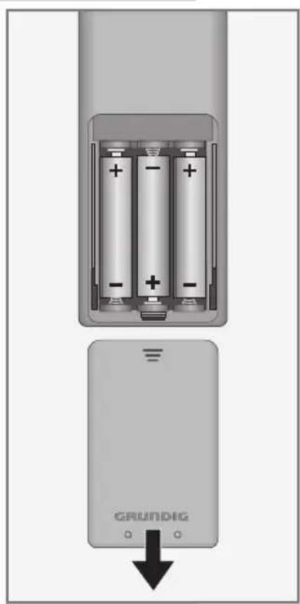 GRUNDIG Toronto 37 7830 T - Batterien in die Fernbedienung einlegen - 1
