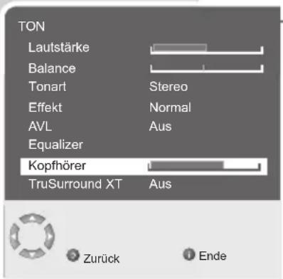 GRUNDIG Toronto 37 7830 T - Ton-Einstellungen für den Kopfhörer wählen - 1