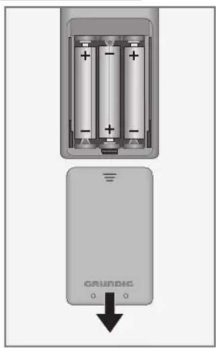 GRUNDIG Toronto 42 7830 T - Batterien in die Fernbedienung einlegen - 1