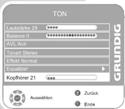 GRUNDIG Toronto 32 7931 T - Ton-Einstellungen für den Kopfhörer wählen - 1