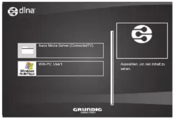 GRUNDIG New York 46 3D WEB - Digitalen Medien Server anwählen - 1