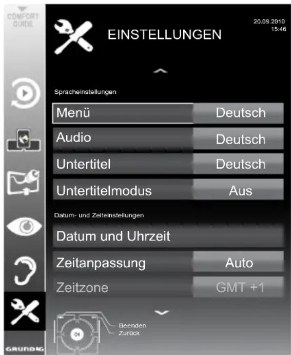 GRUNDIG New York 32 CLE 9130 SL - Menü EINSTELLUNGEN aufrufen - 1