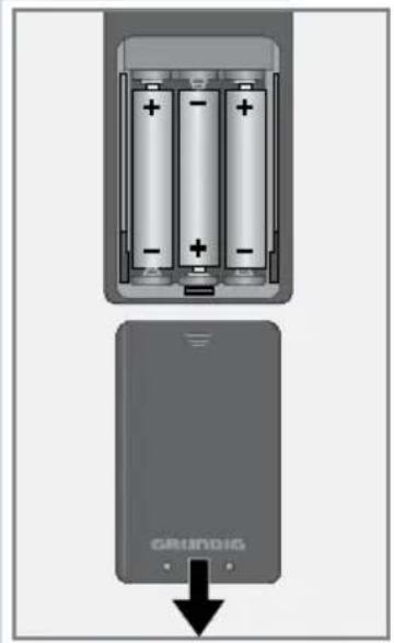 GRUNDIG Vision ECO 37 6950 T - Batterien in die Fernbedienung einlegen - 1