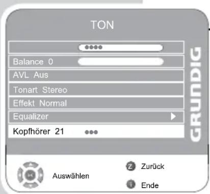 GRUNDIG Vision ECO 37 6950 T - Kopfhörer-Audioinstellungen auswählen - 1