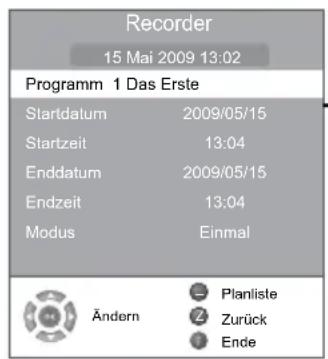 GRUNDIG Vision 7 37 7975 T C - Sendungen für die Aufnahme programmieren – durch manuelle Dateneingabe - 1