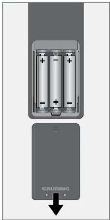 GRUNDIG Vision 7 37 7975 T C - Batterien in die Fernbedienung einlegen - 1