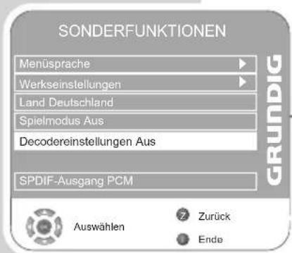 GRUNDIG Vision 6 42 6950 T - Programmplatz für einen Decoder aktivieren - 1