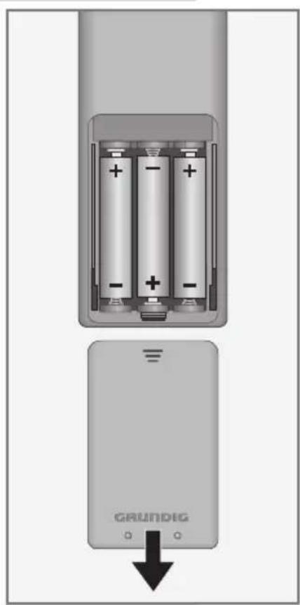 GRUNDIG Vision 6 42 6950 T - Batterien in die Fernbedienung einlegen - 1