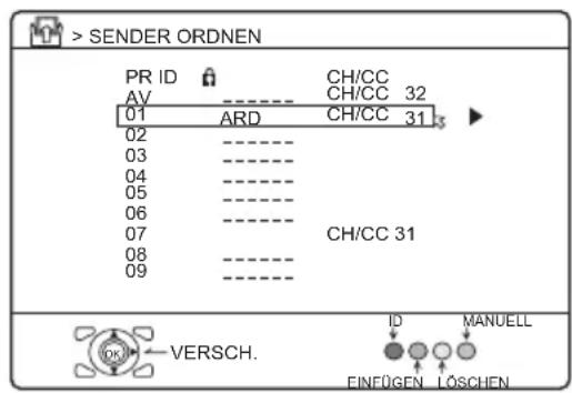 JVC HV32P37SUE - Wählen Sie SENDER ORDNEN/MANUELL und drücken Sie dann die Taste OK oder ▶ - 1
