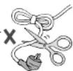 JVC LT-37DR7 - Zerschneiden oder beschädigen Sie niemals das Netzkabel! - 1