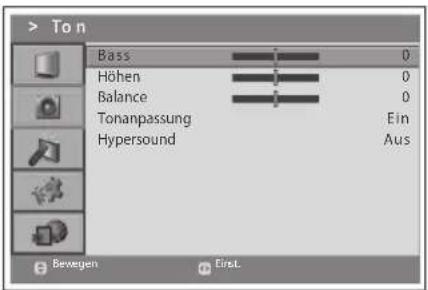 JVC LT-32DE9BU - Toneinstellungen: MENU Ton - 1