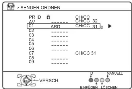 JVC PD-42X50 - Wählen Sie SENDER ORDNEN/MANUELL und drücken Sie dann die Taste OK oder ▶ - 1
