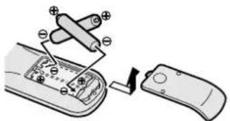 JVC PD-35D30ES - Einsetzen der Batterien in die Fernbedienung - 1