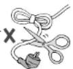 JVC LT-32DR7 - Zerschneiden oder beschädigen Sie niemals das Netzkabel! - 1