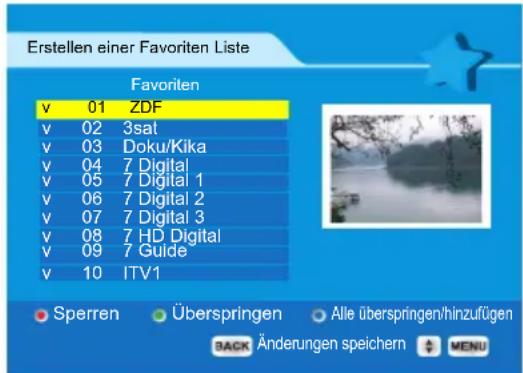 JVC LT-19DK8ZG - Einstellung der favorisierten TV Kanäle und Radiosender - 3