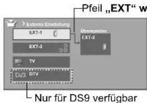 JVC LT-46DS9 - „EXT“ oder Pfeil wählen und die Einstellung anschließend fortsetzen - 1