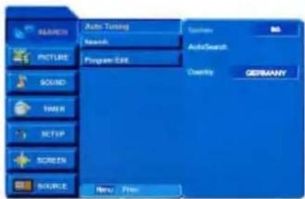 DENVER TFD-2620DVBT - SUCH-MENÜ (im TV-Modus) - 2