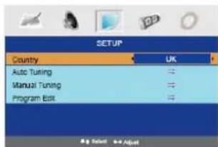 DENVER DFT-2370 - EINRICHTUNG (SETUP) Menüoptionen (genutzt bei TV-Quelle) - 1