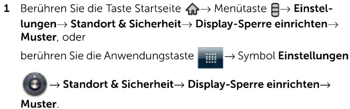 DELL Streak 5 - So erstellen Sie ein Display-Entsperrungsmuster - 1