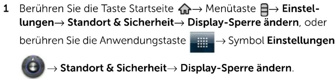 DELL Streak 5 - So deaktivieren oder ändern Sie das Display-Entsperrungsmuster - 1