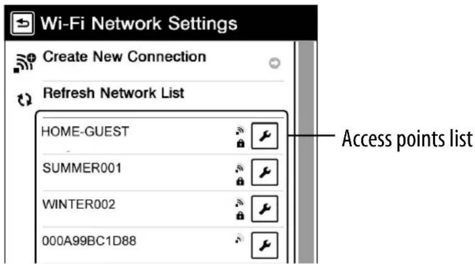 SONY PRS-950 - Tap a new access point from the access points list. - 1